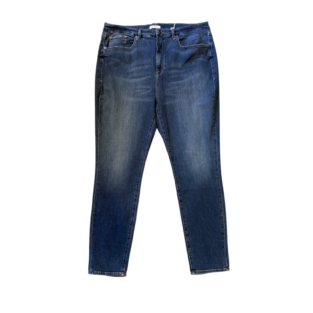Good American Good Waist Skinny Jeans Blue Medium Wash High Rise Size 24 GW899T